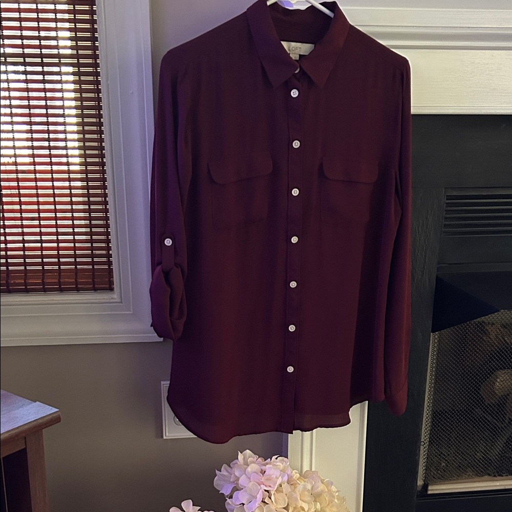 LOFT Wine Red Blouse
